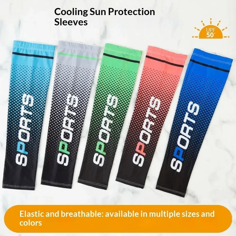 1/2pairs Summer Fashio Sunscreen Ice Silk Sleeve UV Sun Protection Cooling Anti-Slip Arm Sleeves Men Women Outdoor Sport Cycling from China