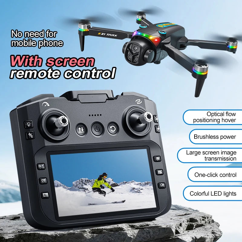 Folding Portable RC Drone Brushless Motor Screen Remote Control WiFi Low Latency Transmission Dual Camera 90° Wide Angle LED Rolling Light Outdoor Aerial Drone