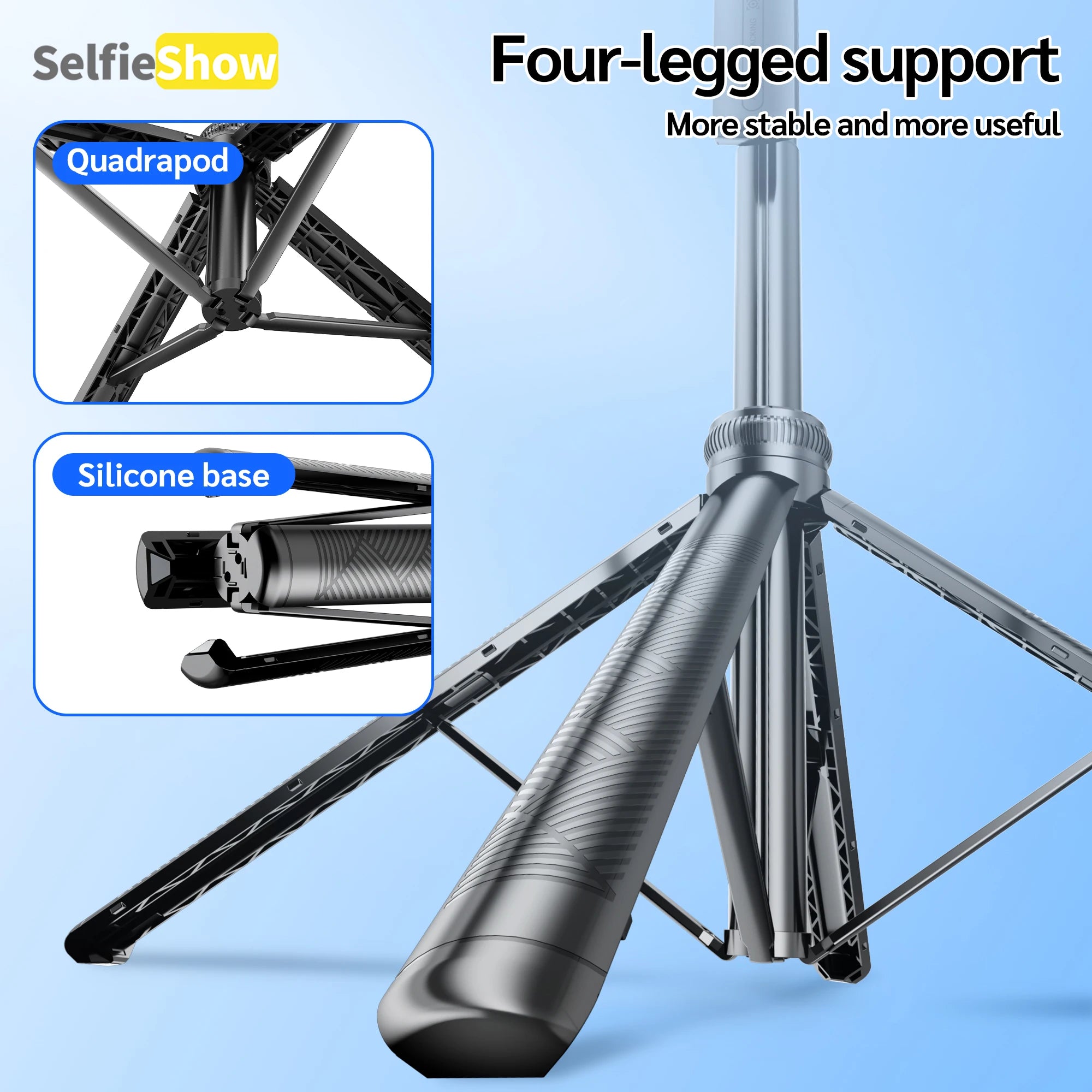 Tripod with 360°Auto-Rotation, AI Tracking, Remote Control, Bluetooth, Stabilizer Optional Fill Light