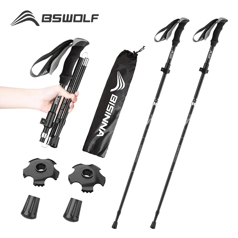 2Pcs Ultralight Folding Aluminum Trekking Poles