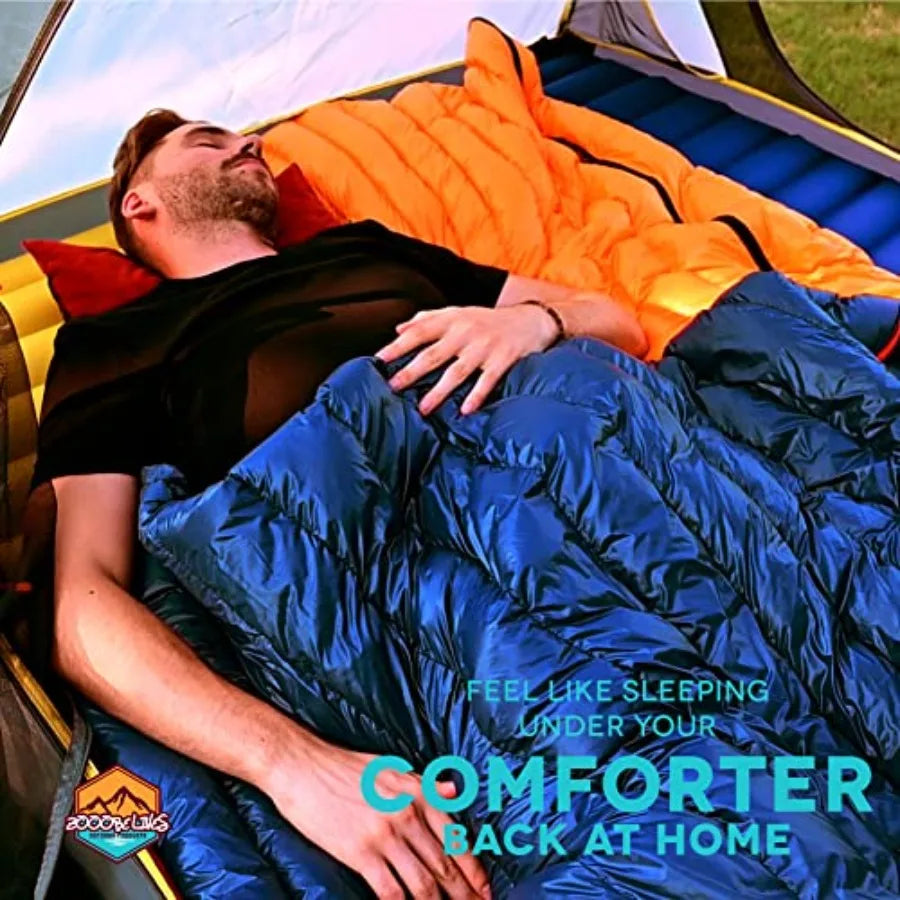 Ultralight Compact 650 Fill Power Down Sleeping Bag for Hiking - 32-50F, 27oz Weight, Envelope Style