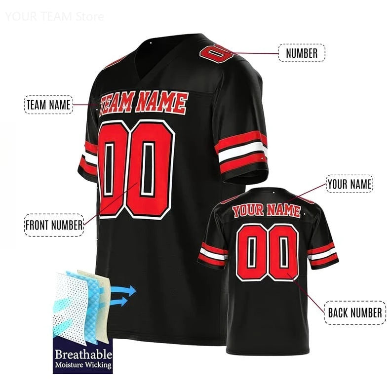 Personalized Soccer Jersey with Short Sleeves, V-Neck, Team Name, Your Name and Number