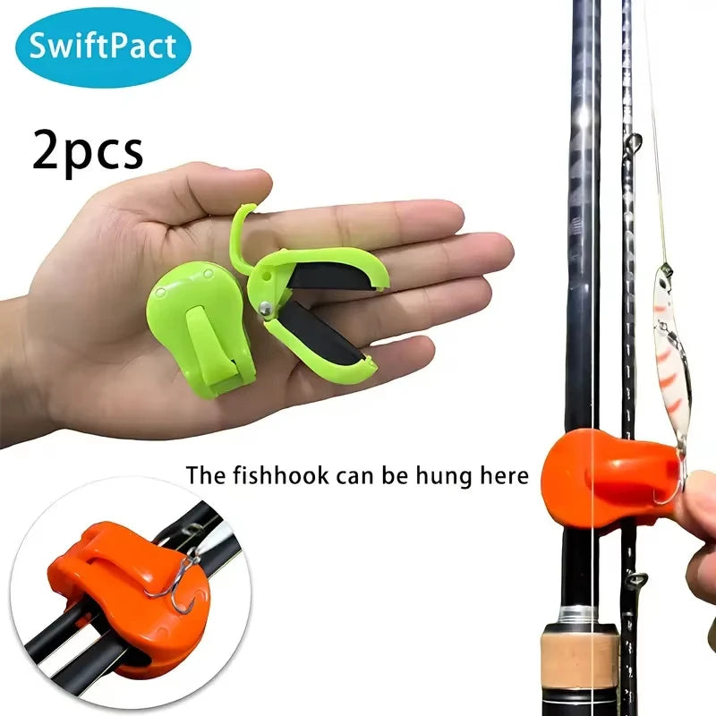2Pcs Quick Install Fishing Rod Clip One Hand Holder for 2-Part Rods