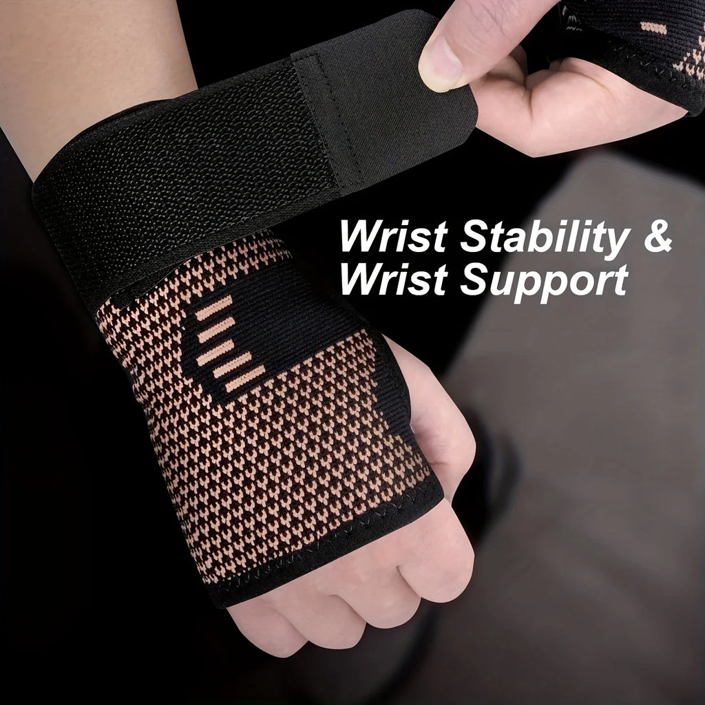 2-Pack Copper Wrist Brace Gloves, Adjustable Compression Straps, Breathable Mesh Wrist Support for Men & Women