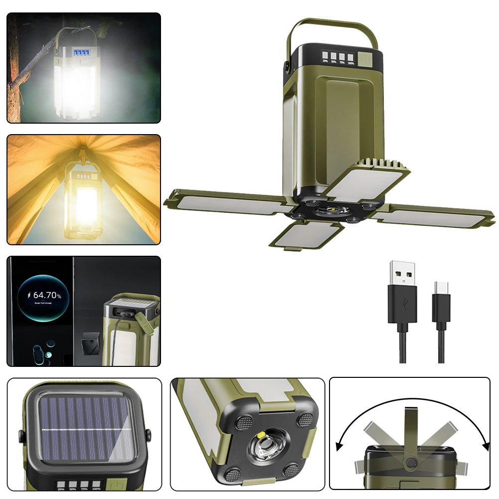 Foldable  Waterproof Rechargeable Solar Camping Lantern