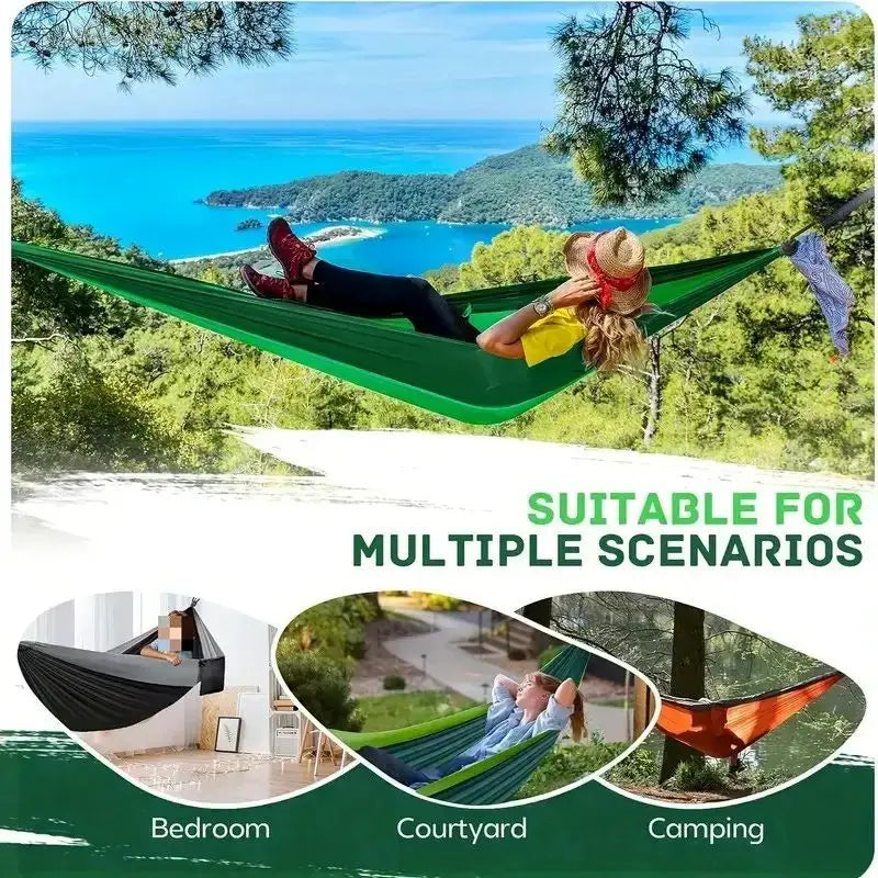 Outdoor Camping Hammock Portable Hammock Beach Backyard Courtyard Hiking Anti Rollover Double Hammock Outdoor Camping Equipment from China