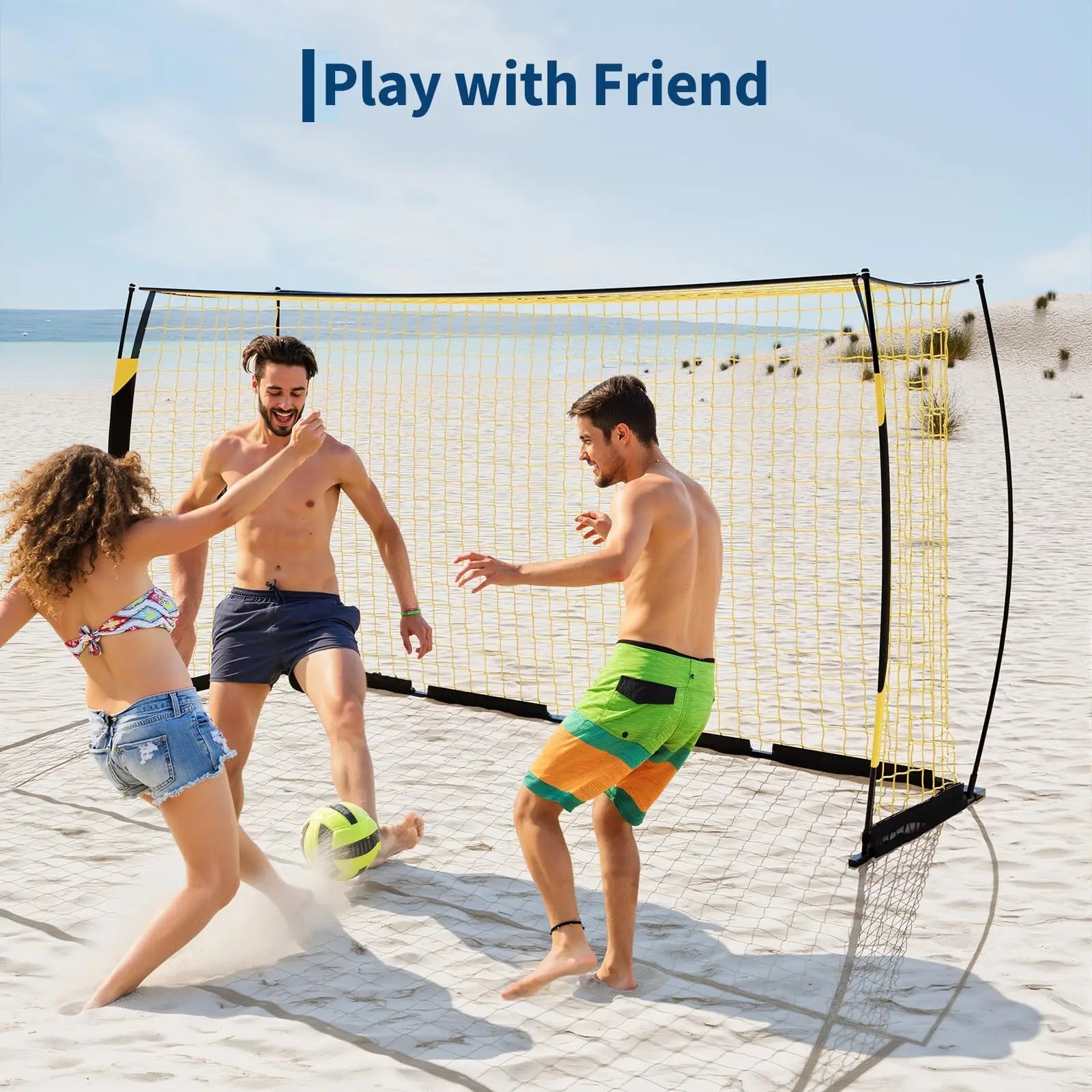 12x6ft Portable Soccer Goal Heavy Duty Metal Frame Foldable Backyard Soccer Net Fiberglass Support Training Equipment With Bag