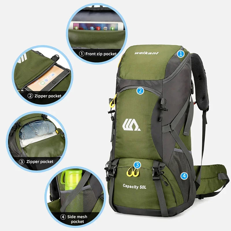 Men's 50L Large Capacity Travel Backpack