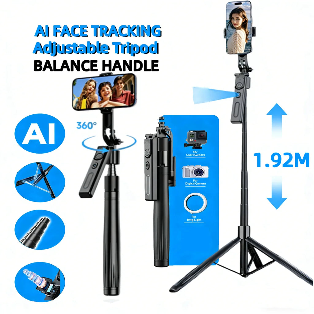 Tripod for Mobile Phone 360°Auto-Rotation Shooting Tripod Selfie Stick Phone Stand AI Face Following, with Remote Control from China