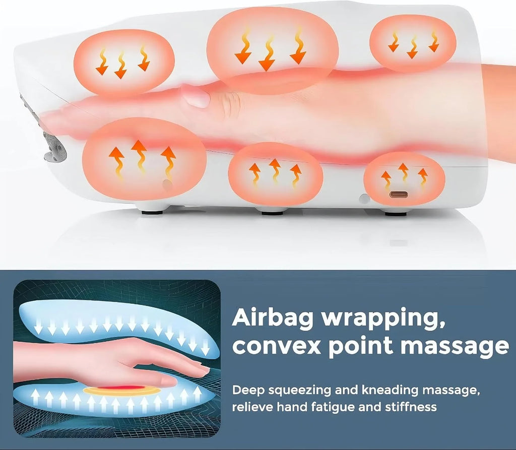 Wireless 3 Modes Airbag Hot Compress Hand Massager Air Compression Vibration Massage of Finger Palm