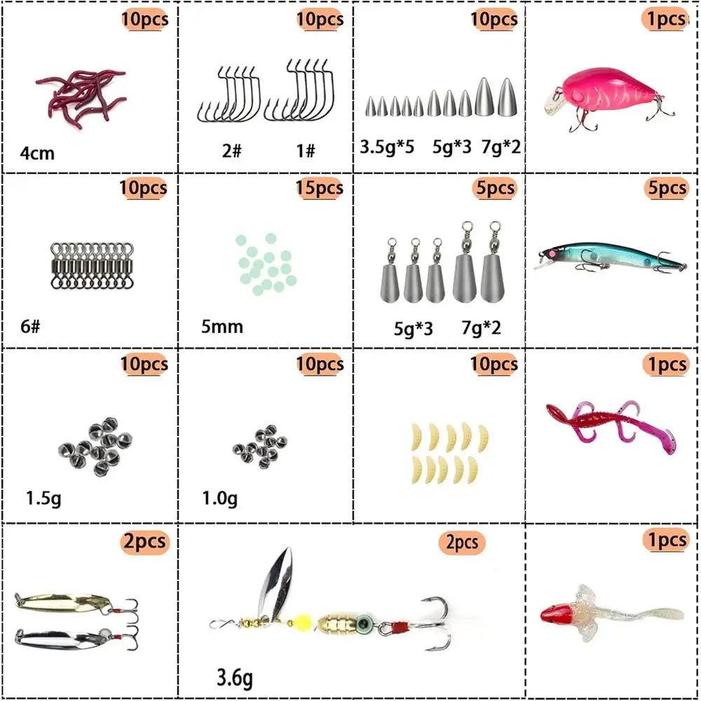 Complete 318-Piece Fishing Tackle Kit