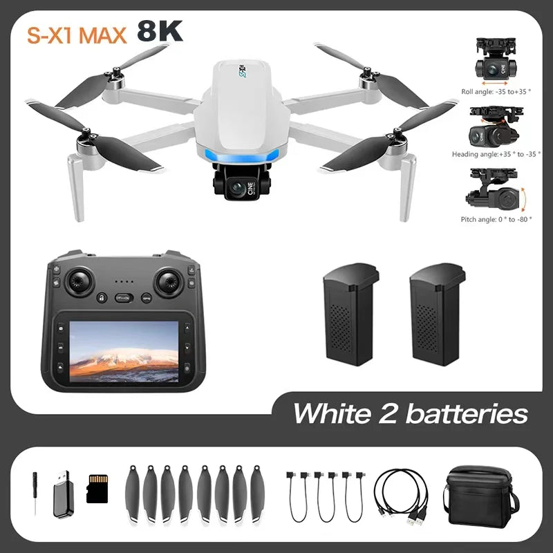 Original S-X1 GPS Drone 8KHD professional camera Three-axis gimbal WIFI UAV Obstacle Avoidance Folding Quadcopter Brushless Drone from China