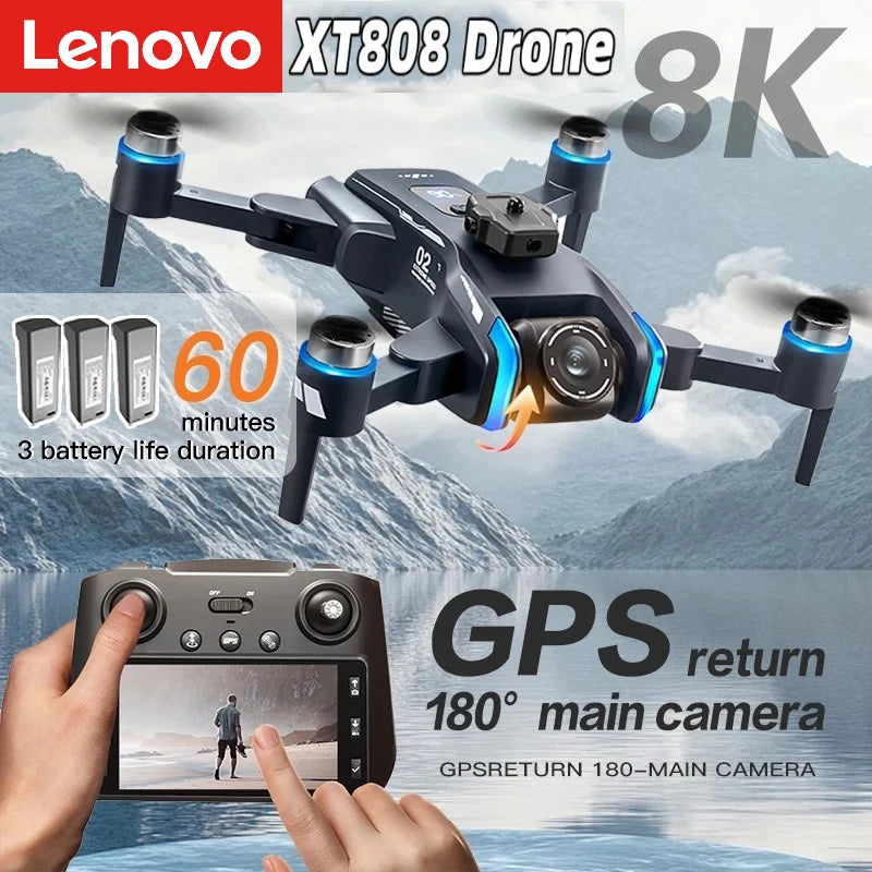 Lenovo XT808 GPS Drone 4K Professional HD Dual Camera Dron Brushless Motor 5G WIFI FPV Foldable RC Quadcopter Helicopter toys from China