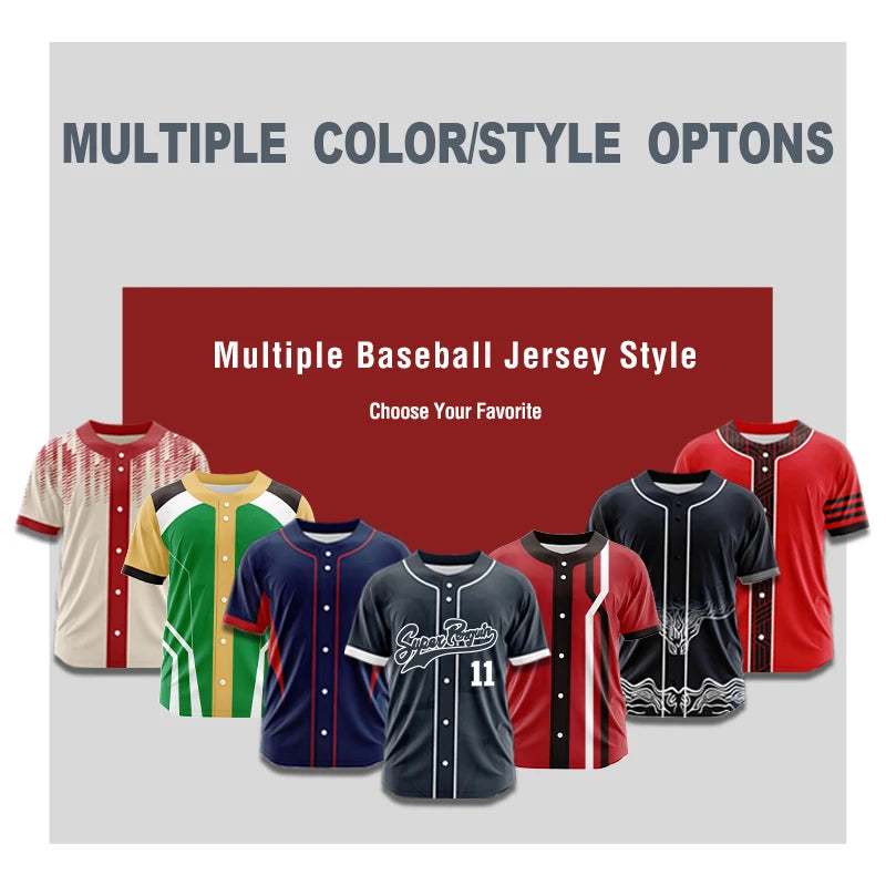 Custom Button Men Baseball Jersey Color Print Personal Team Name, Sponsor, Number