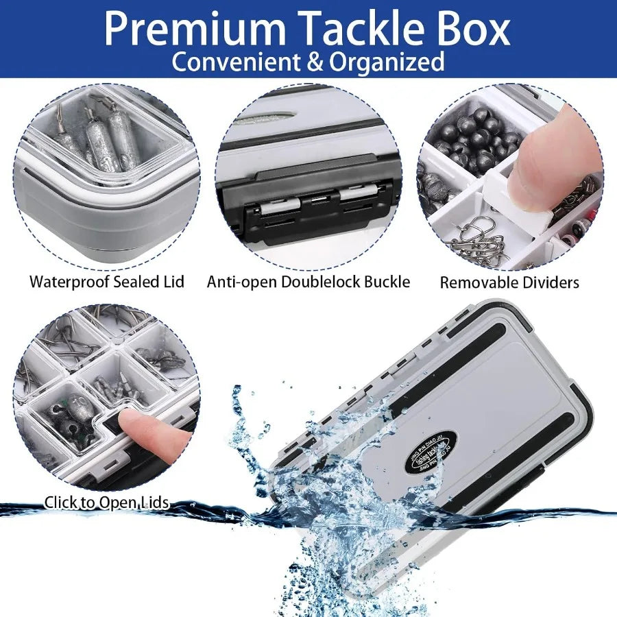 482 Pcs Fishing Gear Backpack and Tackle Box with Tackle