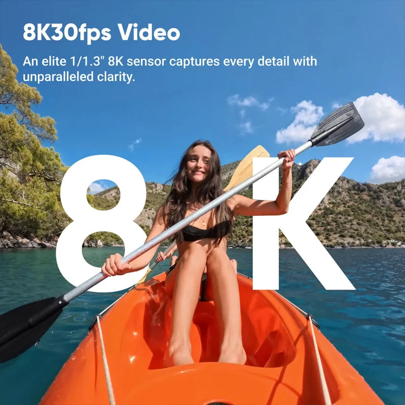 8K Al-Powered Action Cam 2.5" Flip Touchscreen Rugged & Waterproof to 39ft