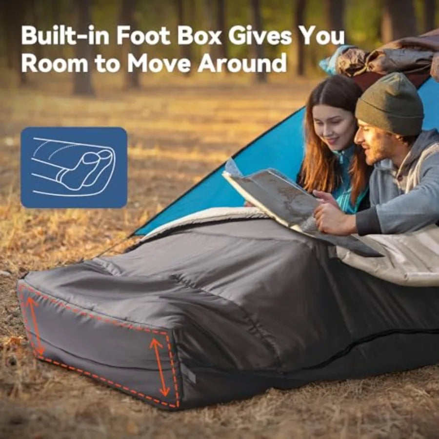 2 Person Sleeping Bag Mummy for Adults with Pillow