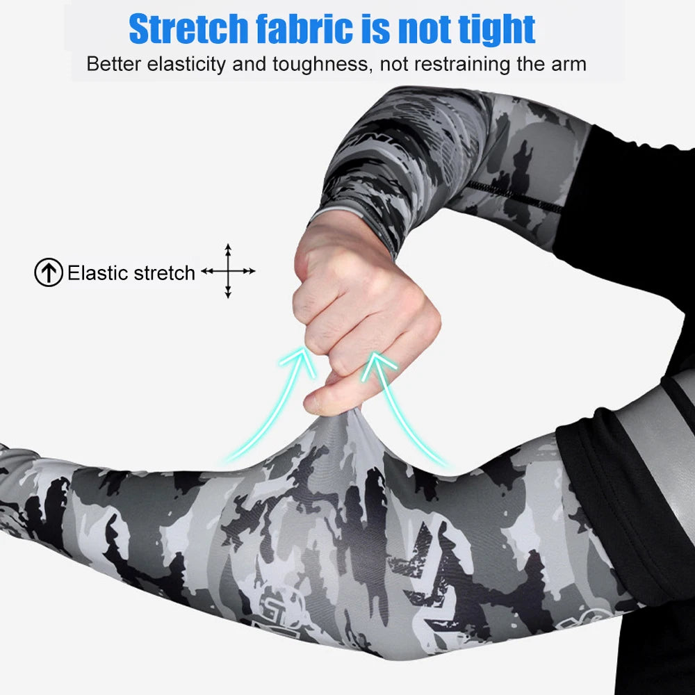 1Pair Ice Silk Cooling Arm Sleeves Anti-UV Sunburn Arm Cover for Running Cycling Driving Hiking Mountaineering Golf Sports from China
