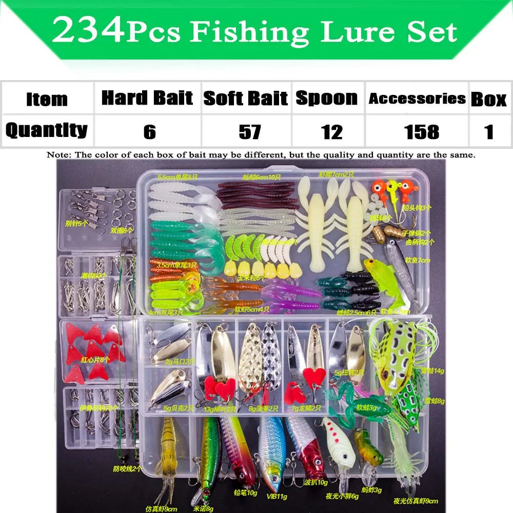 Fishing Lure Kit with Soft and Hard Bait