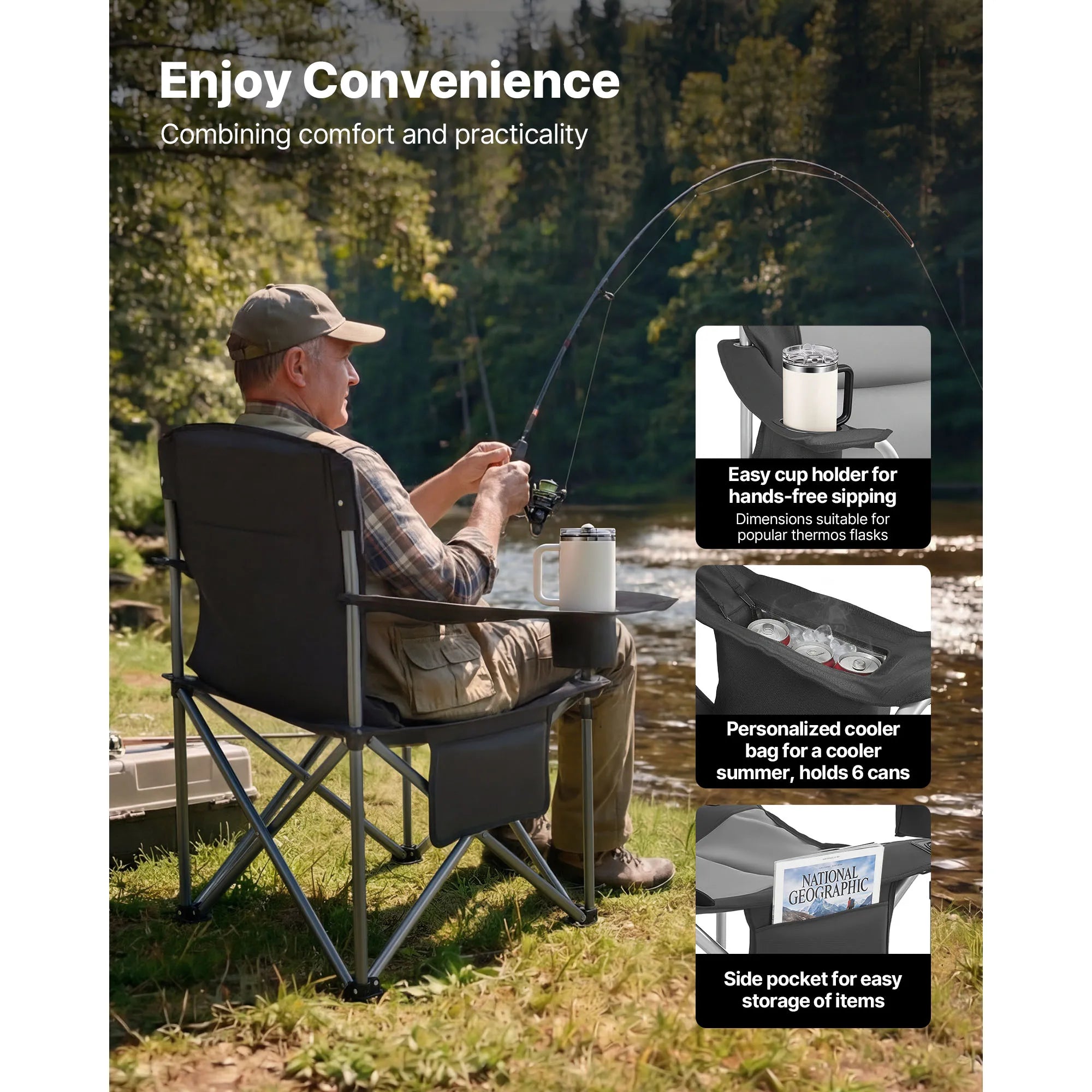 2Pack Heavy Duty Oversized Camping Folding Chairs