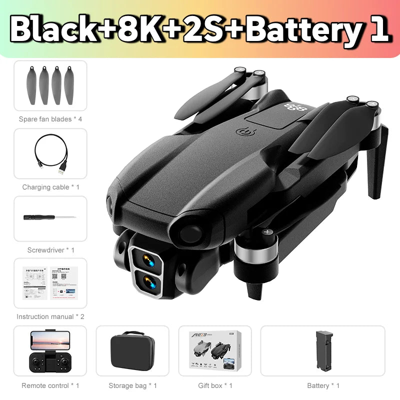 Lenovo A888 RC Drone 8K HD Dual Camera 5G WIFI FPV Screen Remote Control Brushless Motor Obstacle Avoidance Foldable Quadcopter
