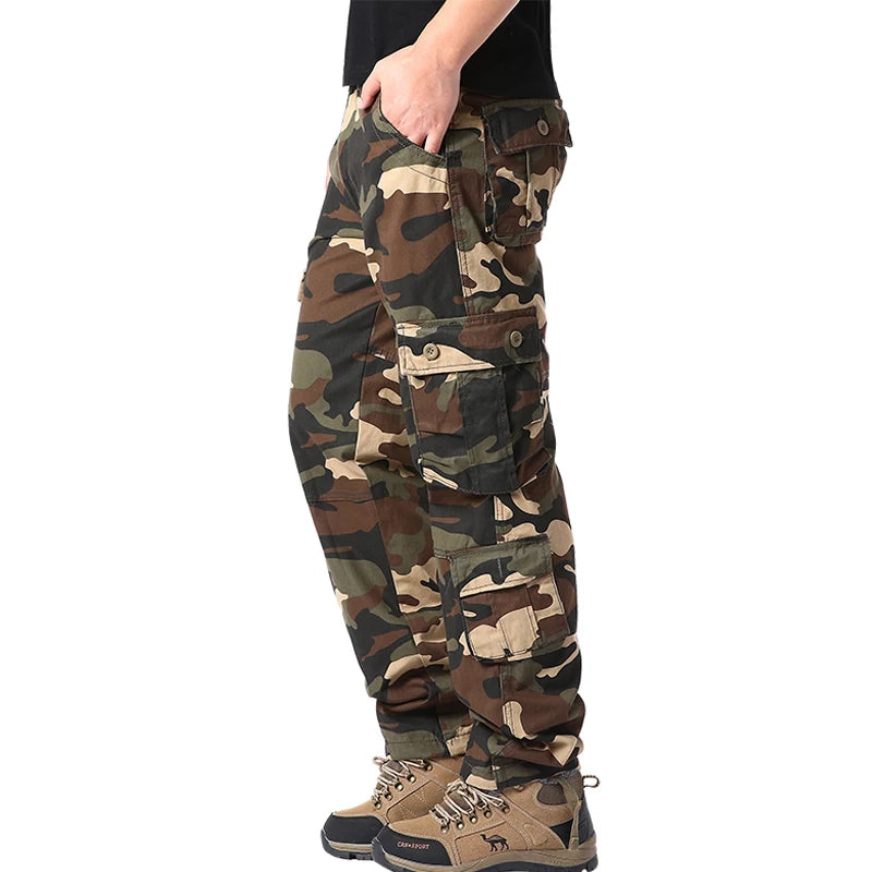 Men's Tactical Camouflage Overalls High-Quality Cotton Multi-Pocket Trousers Sports Training Casual Work Pants from China