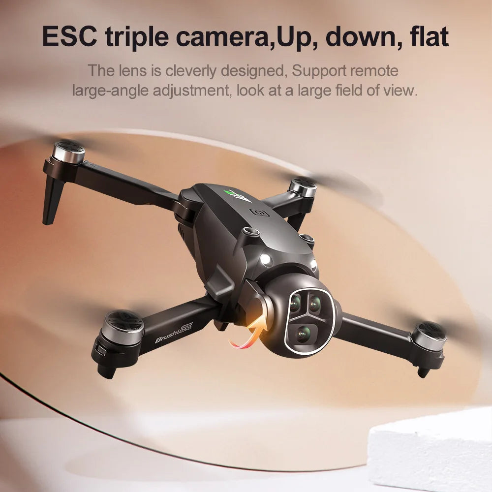 Professional Drone with 3 Batteries, 8K Dual Camera, Optical Flow Brushless 360°, Obstacle Avoidance, and WIFI FPV RC