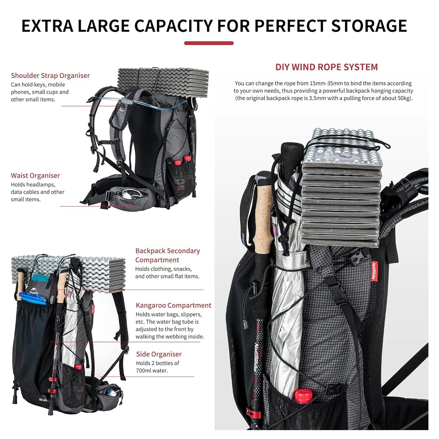 Outdoor Waterproof High Capacity Mountain Backpack
