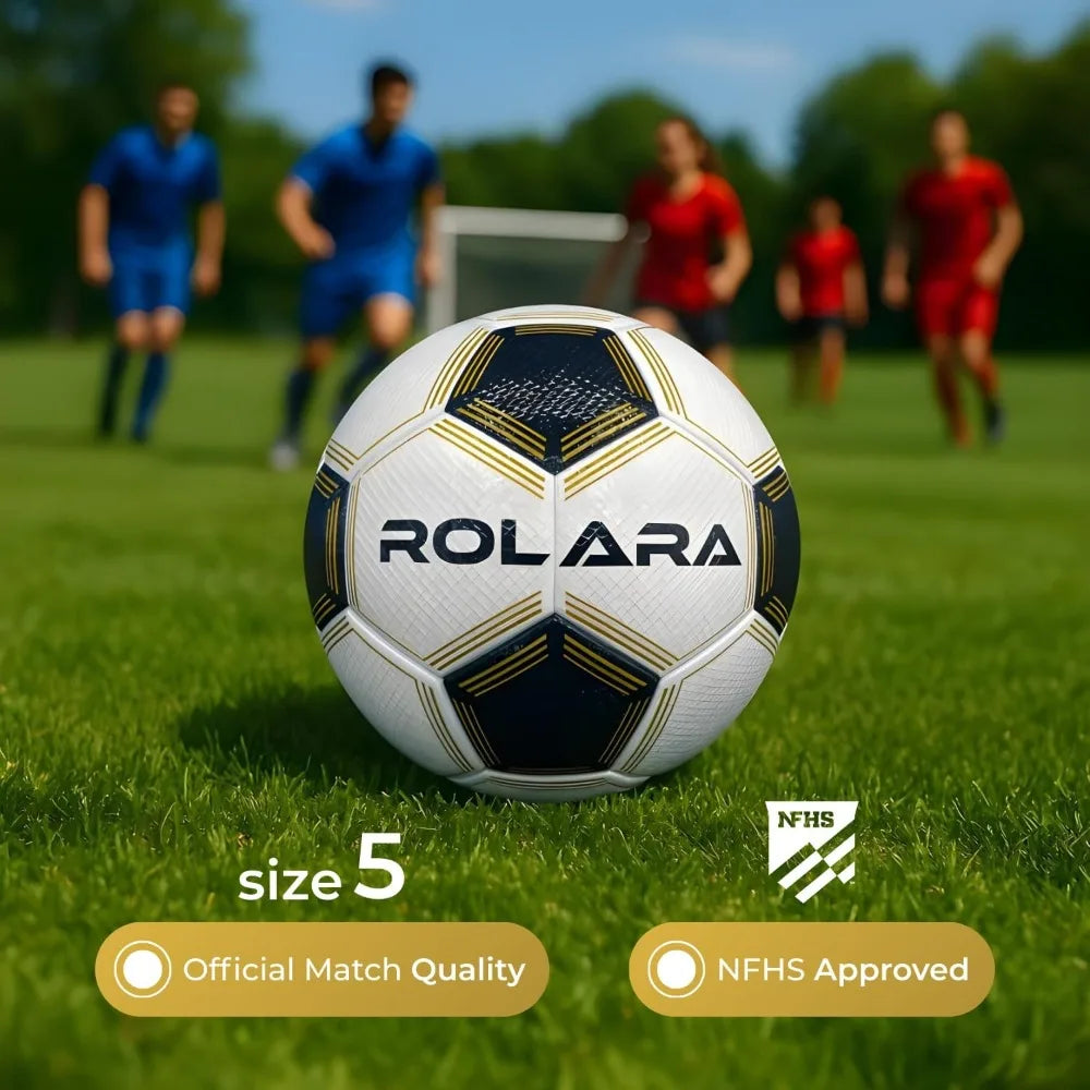 Gold Series NFHS Approved Thermal Bonded Korean PU Leather Professional Match Soccer Ball Size 5