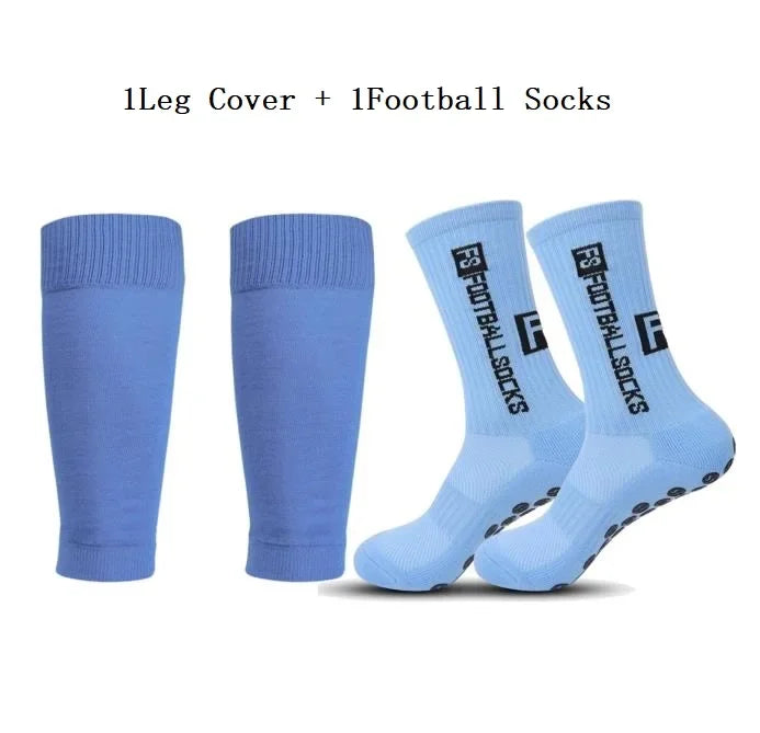 1 Set of High Quality FS Men's Leg Cover and Anti Slip Soccer Sports Socks