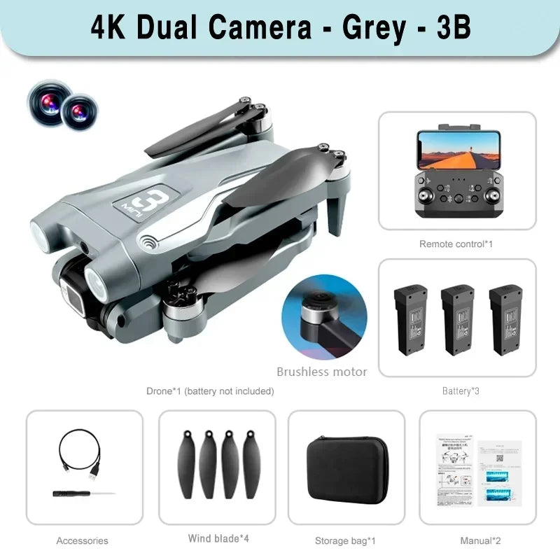 GPS Brushless 8K HD Dual Camera Drone with Obstacle Avoidance and 9000M RC Distance