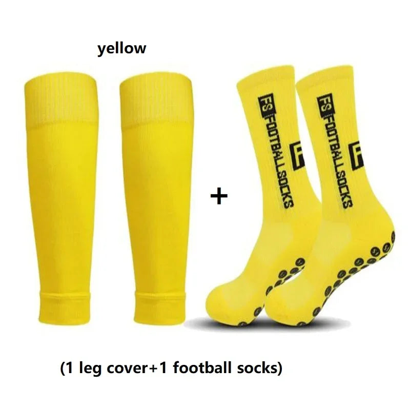 1 Set of High Quality FS Men's Leg Cover and Anti Slip Soccer Sports Socks