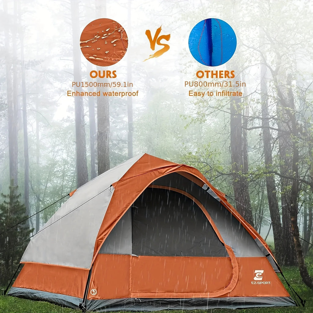 Waterproof Windproof Pop Up  3-4 Person Instant Easy Set Up Camping Tent with Removable Rain Fly