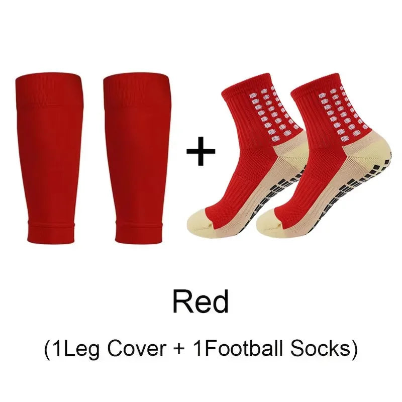 1 Set Men's Grip Soccer Socks and Leg Covers