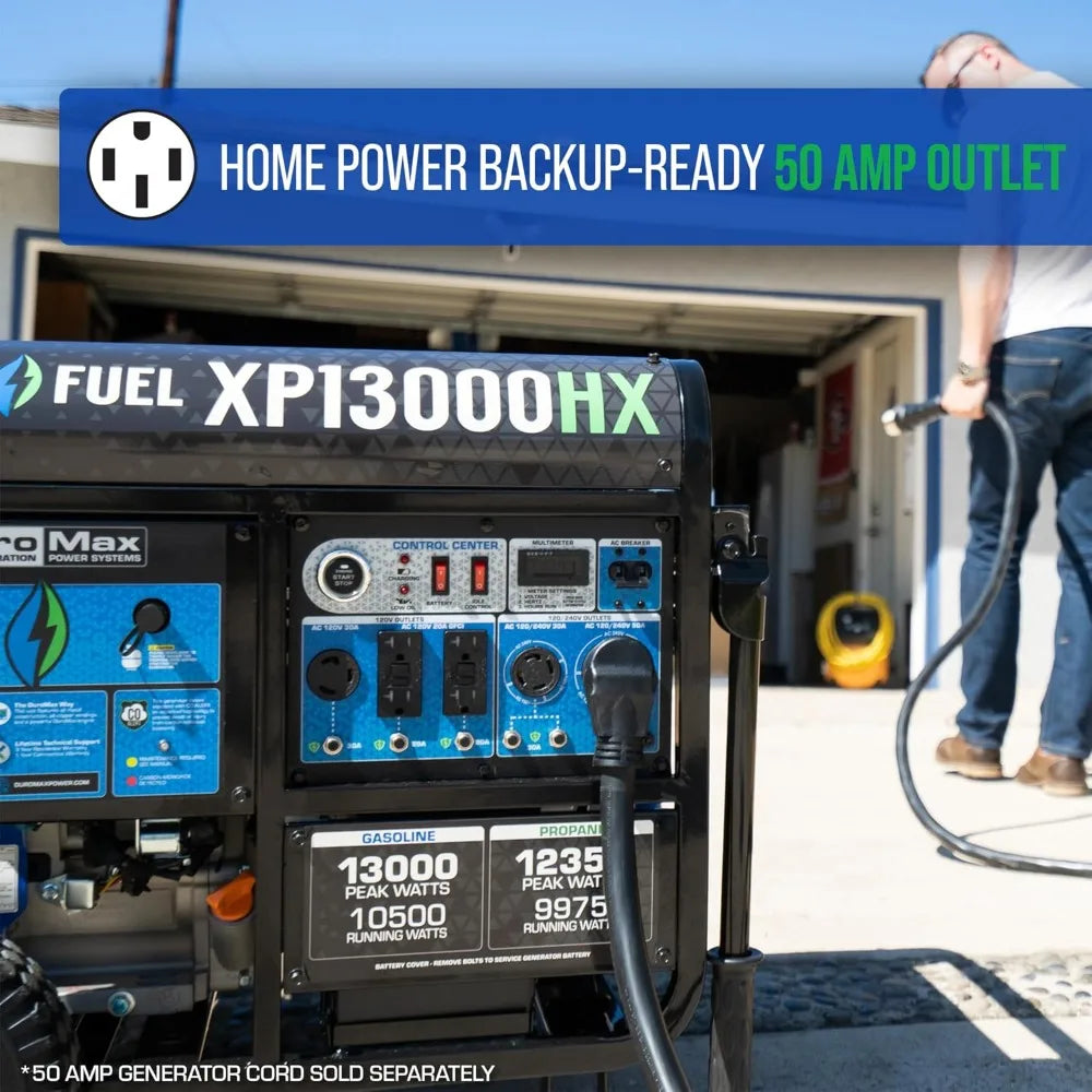 13000W Dual Fuel Portable Generator - Gas & Propane, Electric Start
