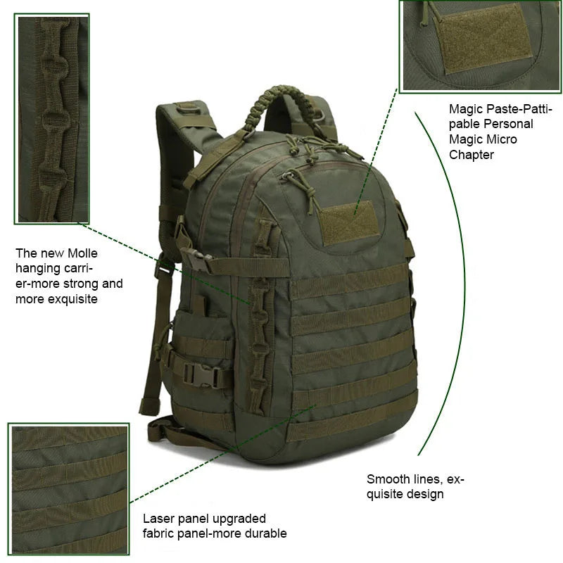Army Backpack Molle 35L Camping Man Military Tactical Rucksack Outdoor Waterproof Trekking Fishing Hunting Climbing Bag Mochila