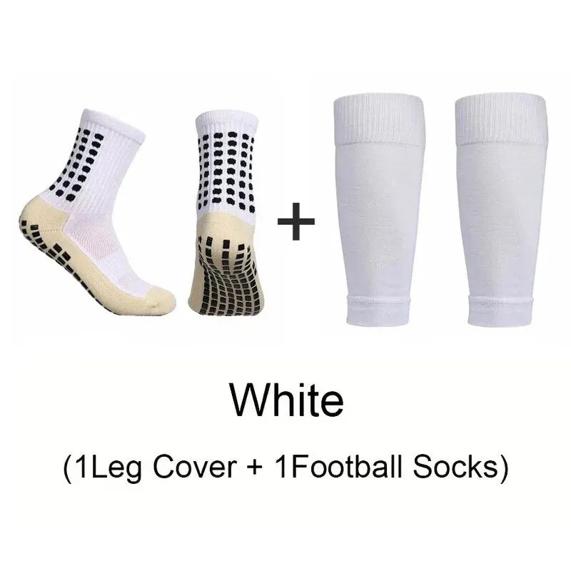 1 Set Men's Grip Soccer Socks and Leg Covers