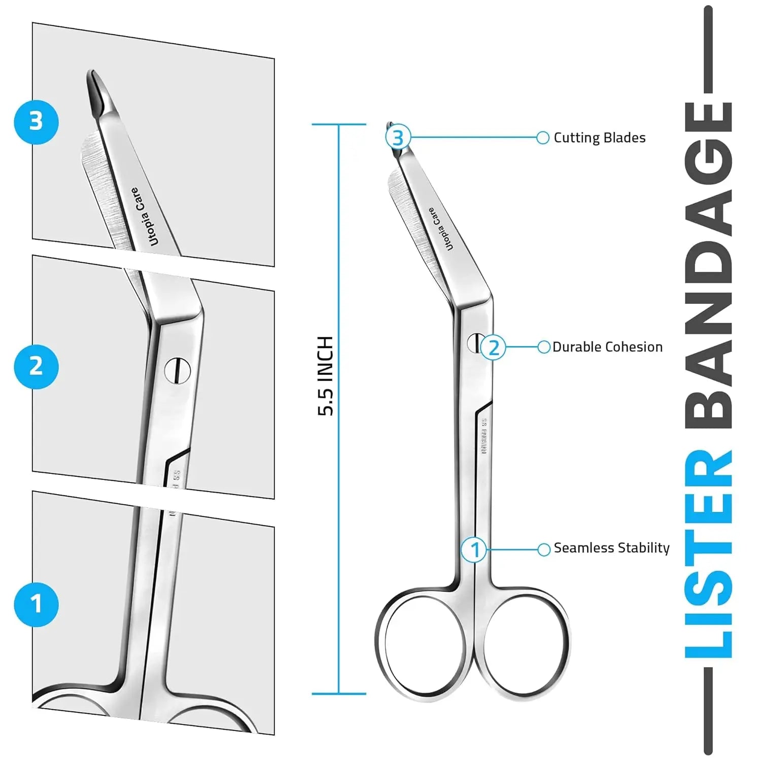 Stainless Steel Bandage 5.5 Inch Scissors for First Aid and Professional Medical Use
