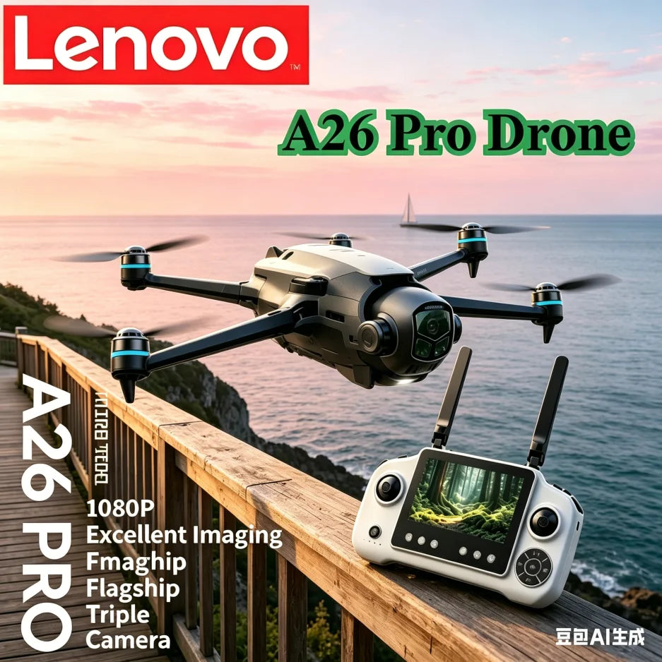 Lenovo A26 Pro Drone 4K HD 8k Triple Camera FPV Brushless Motor Obstacle Avoidance Foldable RC Quadcopter Professional Aerial from China