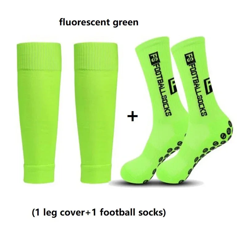 1 Set of High Quality FS Men's Leg Cover and Anti Slip Soccer Sports Socks