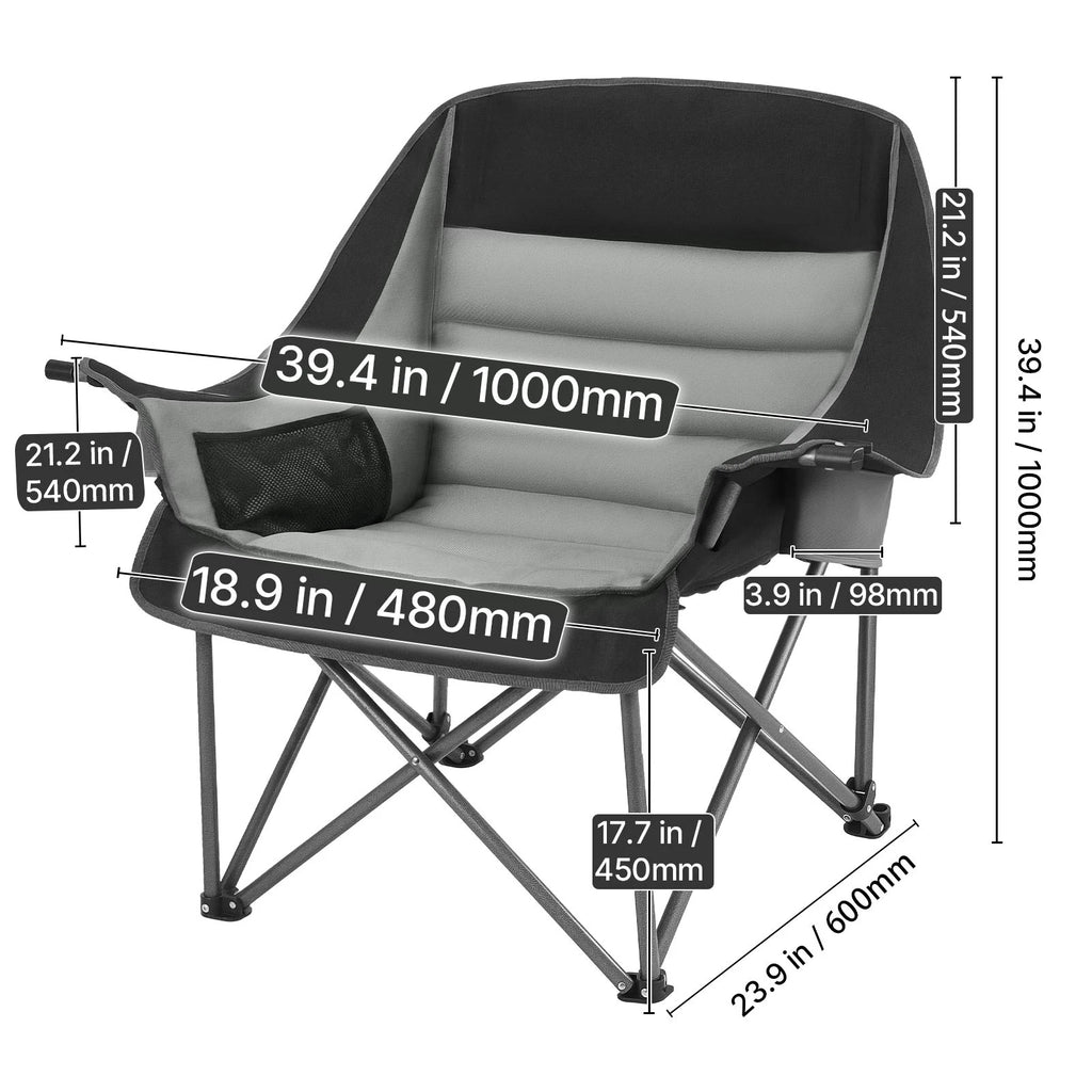 Portable Padded Folding Oversized Camping Chair w/Carry Bag