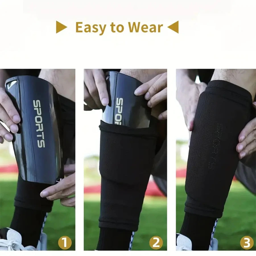 6-Piece Set of Outdoor Sports Soccer Socks + Shin Guards + Shin Socks + Ankle Guards + Straps + Storage Bag