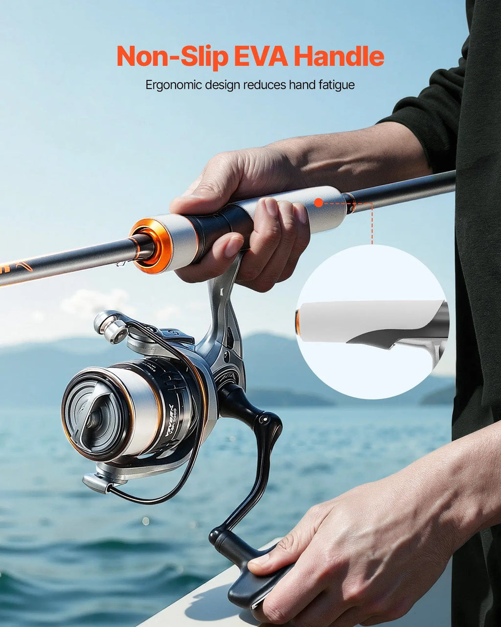 Rod and Fishing Reel Combo, IM7 Carbon Fiber Spinning Rod and Reel Combo, Bass Fishing Pole with 7 ft Two-Piece Rods, 7+1 Ball