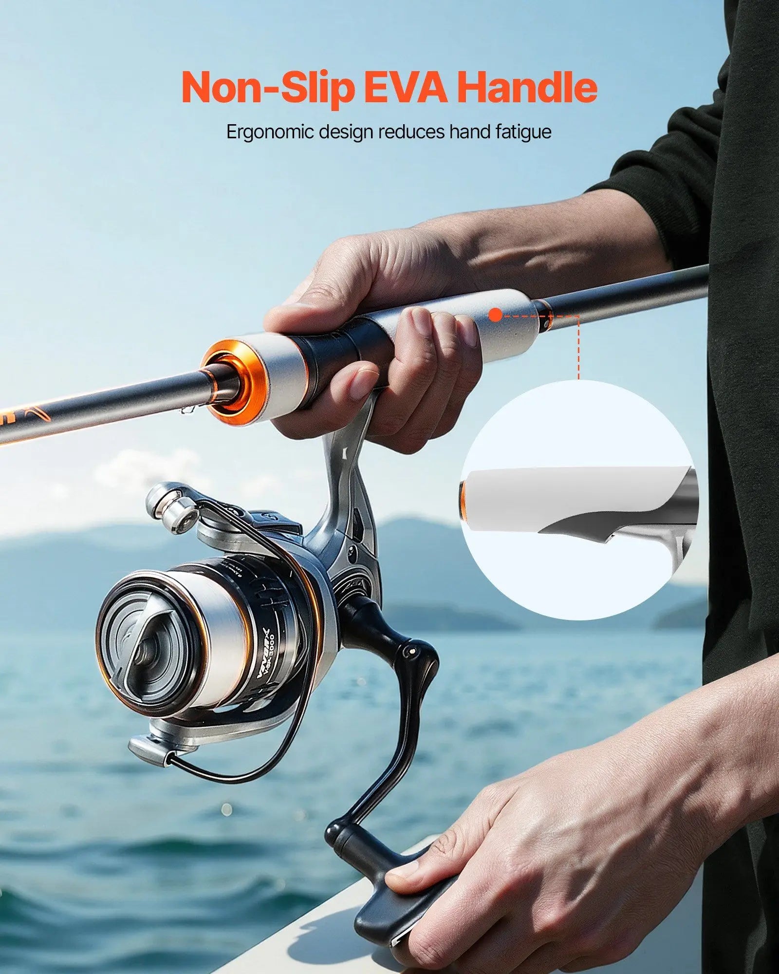 Rod and Fishing Reel Combo, IM7 Carbon Fiber Spinning Rod and Reel Combo, Bass Fishing Pole with 7 ft Two-Piece Rods, 7+1 Ball
