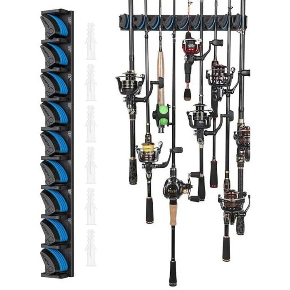 Wall Mounted  Vertical and Horizontal Fishing Pole Holder Storage Hanging Bracket