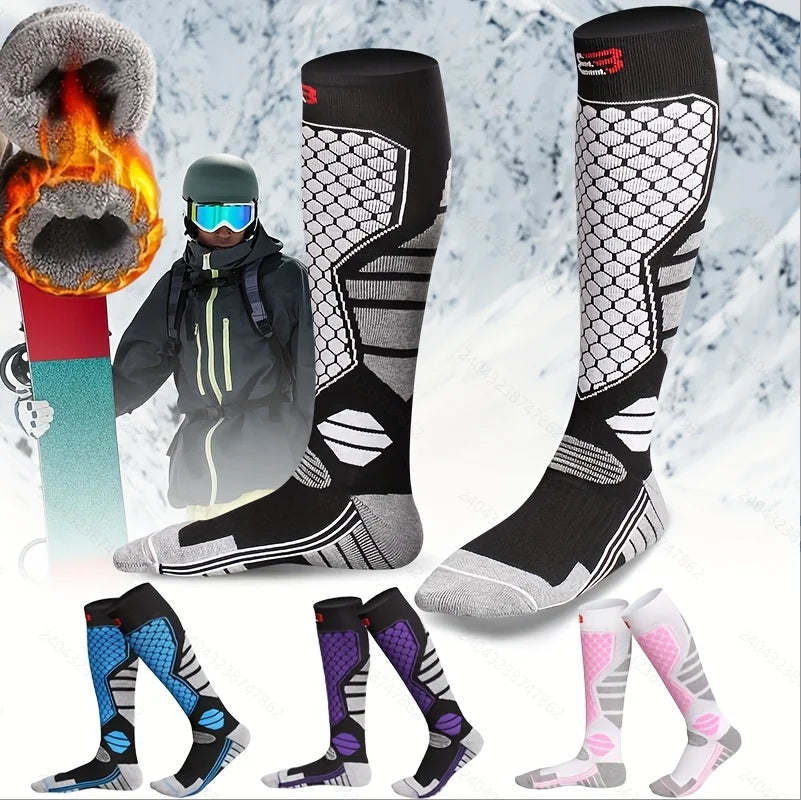 Winter Warm Ski Socks Anti-slip Thickened Breathable Compression Socks Thermal Moisture-wicking Knee High Socks