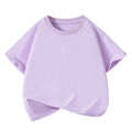 Children's Pure Cotton Short-Sleeved Solid Color Sports Round-Neck T-Shirt