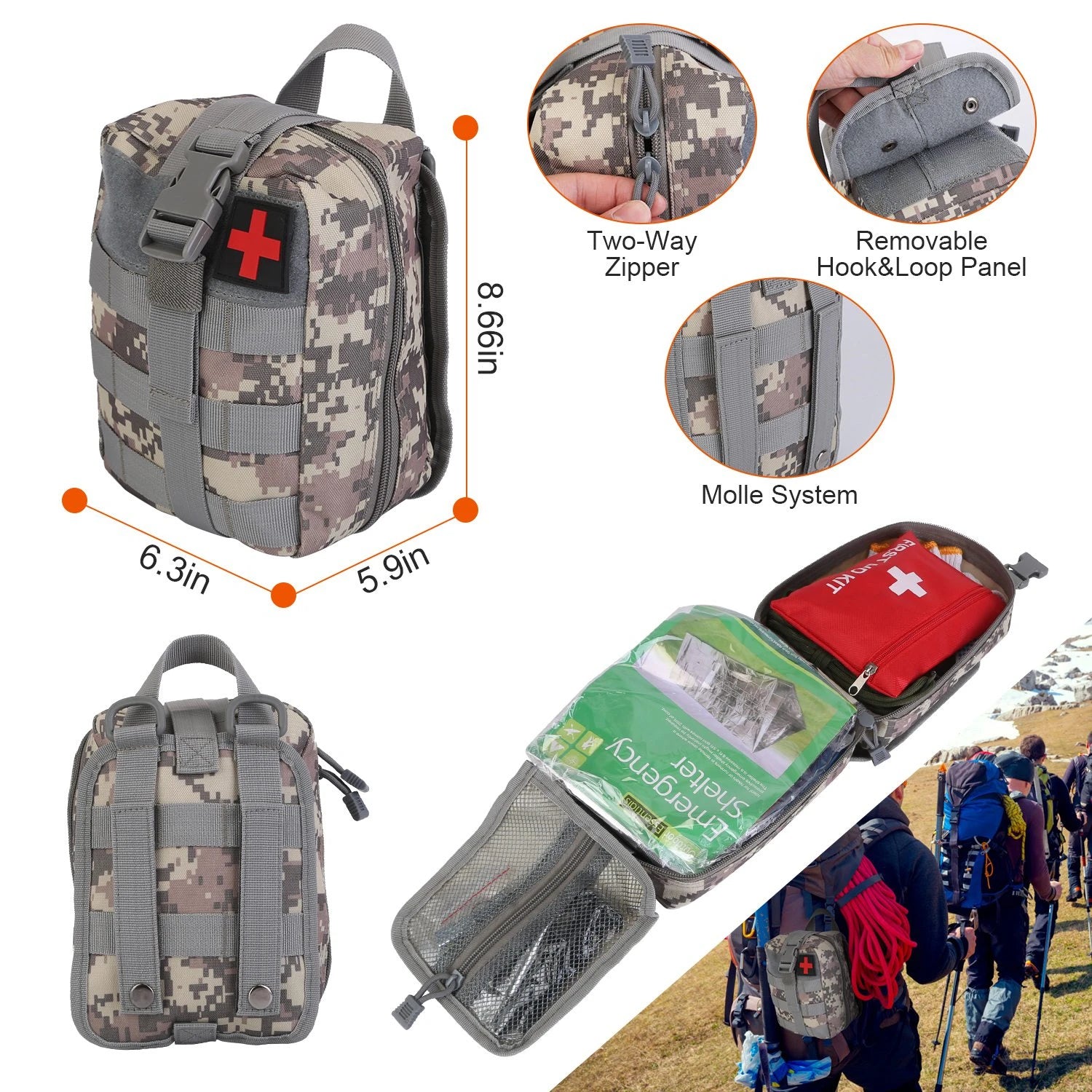 125 In 1 Emergency Kit Trauma Bag Outdoor Multifunction Camping Gear Survival Kit First Aid Kit SOS Wilderness Emergency Axe Kit