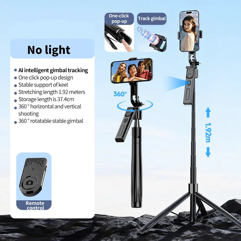 Tripod for Mobile Phone 360°Auto-Rotation Shooting Tripod Selfie Stick Phone Stand AI Face Following, with Remote Control from China