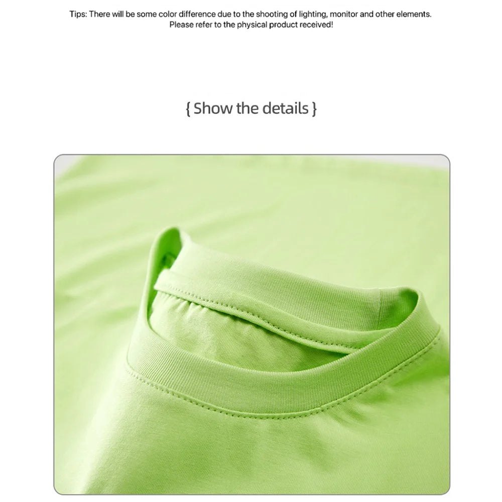 Children's Pure Cotton Short-Sleeved Solid Color Sports Round-Neck T-Shirt